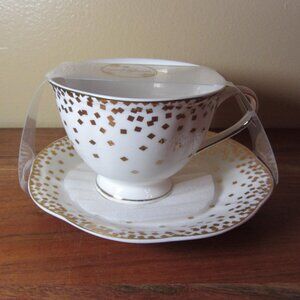 grace teaware gold confetti teacup & saucer NWT (W5098)